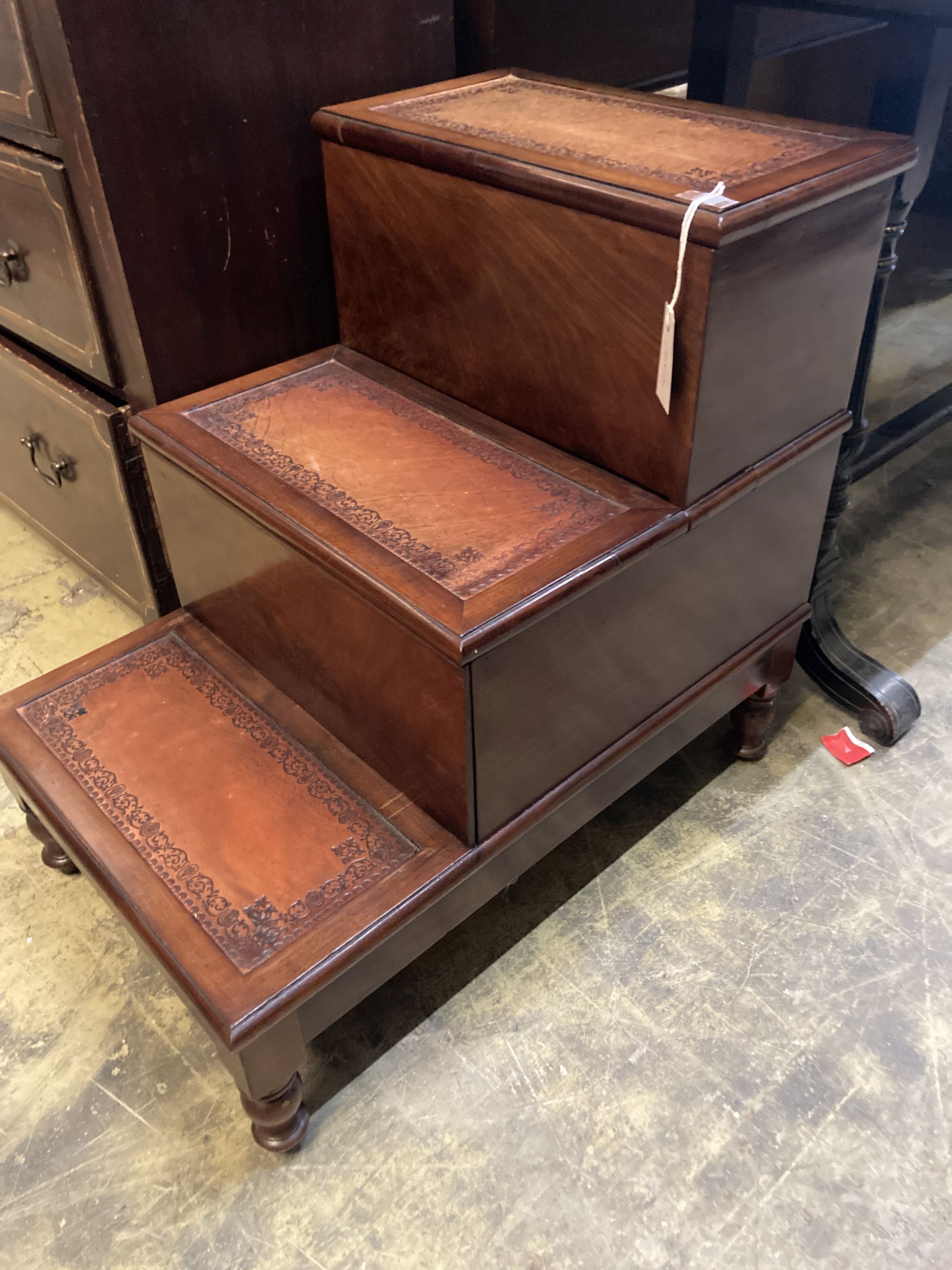 A Victorian mahogany step commode, width 46cm, depth 74cm, height 66cm